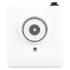 Front view of the Gf3870351 Doormouse Wall Mounted Door Retainer White 24V 200N showing its square shape and circular magnetic part