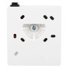 White Gf3870352 Doormouse Wall Mounted Door Retainer 230V 200N showing back mounting plate and screw hole details