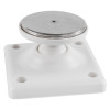 230v 200n white wall mounted door retainer showing angled magnet on square base with four screw holes