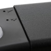 Closeup of part of the geofire agrippa acoustic free swing door closer in black showing textured and smooth surfaces