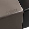 Close-up detail of the brushed stainless steel surface and Agrippa logo on the Gfagrclbss Agrippa Door Closer