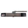 Gfagrclbss Agrippa Door Closer brushed stainless steel front view with black end caps and arm mechanism visible