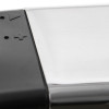 Closeup of the polished chrome surface and adjustment controls on the geofire agrippa acoustic free swing door closer