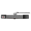 Front view of a Geofire Agrippa Acoustic Free Swing Door Closer in polished chrome with attached arm
