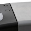Closeup of the silver part and black control panel of the geofire agrippa acoustic free swing door closer