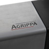 Close-up detail of the silver geofire agrippa acoustic free swing door closer showing the logo on its surface