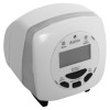 Angled view of a Geofire Agrippa deaf alart acoustic pillow alarm showing buttons and display