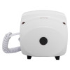 Back view of geofire agrippa deaf alart acoustic pillow alarm showing circular black feature and coiled cable