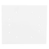 ectangular white plate featuring a grid of twelve evenly spaced circular holes in three columns and four rows.