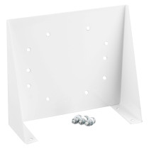 White metal mounting bracket with two vertical rows of holes, shown alongside four bolts with washers and nuts.