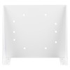 Rectangular white bracket with a grid of circular holes and two bottom flanges bent at right angles for surface mounting.