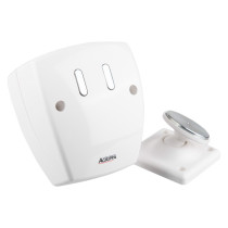 geofire agrippa acoustic fire door holder white shown angled with magnet and base visible on a white background