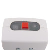 Closeup of the geofire agrippa acoustic fire door holder white showing the red button and part of the white casing