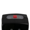 Closeup of geofire agrippa acoustic fire door holder in black showing a red button on the device