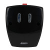Front view of the Geofire Agrippa acoustic fire door holder in black showing the smooth surface and mounting holes