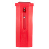 Back view of a red gloria extinguisher vehicle box showing mounting features and smooth surface