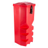 gloria extinguisher vehicle box in red plastic shown at an angled view with a black latch on the side