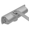 Close-up of the body of a silver geze ts1000c overhead door closer showing details and screws