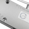Close-up of the back side of a geze ts4000 overhead door closer silver adjustable feature showing details and markings