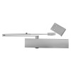 geze ts4000 overhead door closer silver showing the main unit with arm and separate bracket on a white background
