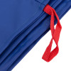 Close-up of a bariatric slide sheet showing a red hanging loop attached to blue fabric