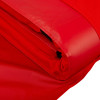 Close up of folded evac e pad with bag showing red material and stitched edges
