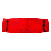 Hospital aids ski sheet evacuation sheet laid out flat showing bright red material and black straps