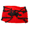 hospital aids ski sheet evacuation sheet unrolled showing red fabric and attached black straps