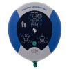 A blue and white defibrillator