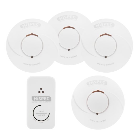 Group of radio interlinked sealed battery smoke and heat alarms from the radio interlinked sealed battery 3 smoke 1 heat 1 co alarm kit