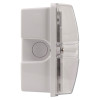 Side view of the hispec universal led emergency bulkhead showing the white casing and clear lens panel