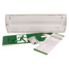 hispec universal led emergency bulkhead kit contents including light, sign, instructions and fittings