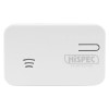 Front view of hispec 10yr longlife battery carbon monoxide detector showing button and sensor grille