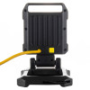Back view of the hispec 20w led work light showing the handle, power button, and yellow power cable connection