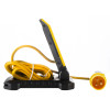 Side view of hispec 20w led work light with yellow and black body and coiled yellow power cable