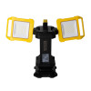 Rechargeable led site light with two yellow square lights deployed and attached to a black central base