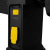 Rechargeable led site light showing the black and yellow recharge point with power button and battery indicator lights