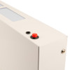 hispec rhine led illuminated exit sign showing a close-up of the red test button on the device
