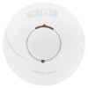 Front view of the hispec rf pro heat alarm showing its circular white design and central button