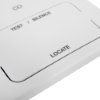 Closeup of the interlinked control unit button on the hispec raio showing words test silence and locate