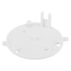 hispec rf pro smoke alarm round white plastic base plate with two mounting holes and clip
