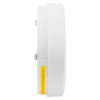 Side view of a hispec radio frequency mains carbon monoxide detector showing its thickness and side profile