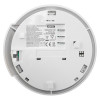 Back view of hispec rf combi mains heat carbon monoxide detector showing label and mounting area