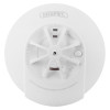 hispec rf combi mains heat carbon monoxide detector shown from the front with visible test button and indicator lights
