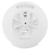 Front of a HiSPEC heat alarm with labeled “AC POWER” and “ALARM” indicators, a “PUSH TO TEST / SILENCE” button, and a “SLIDE TO REMOVE” arrow at the bottom.