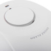 Front view of a smoke alarm with a central button labeled “PUSH CENTRE TO TEST / SILENCE,” and indicators for “AC POWER” and “ALARM.” Text includes “DO NOT PAINT” and “SMOKE ALARM.”