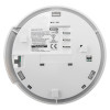 Back view of the hispec radio frequency combo mains smoke heat detector showing label and mounting points