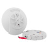 hispec radio frequency combo mains smoke heat detector showing the two main device parts and two screws with wall plugs