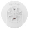 Front view of hispec radio frequency combo mains smoke heat detector showing its circular design and test button