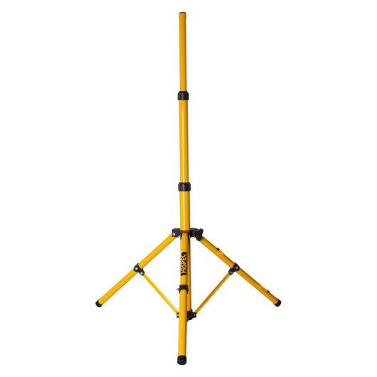 hispec adjustable tripod for site lights shown fully extended with yellow legs and black fittings